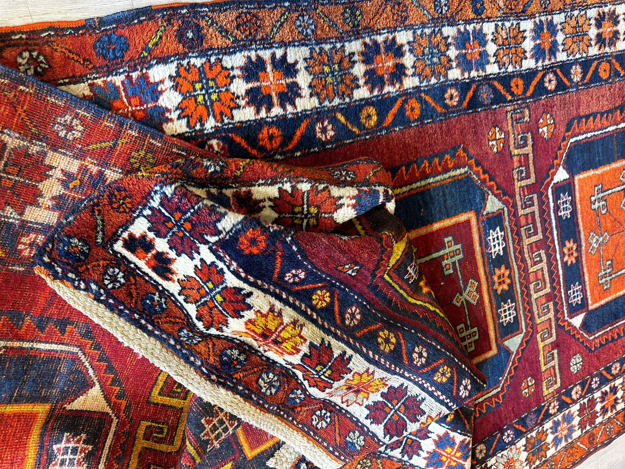 Antique circa 1920's Kurdish-Kazak Geometric Motifs Runner 3’8” x 12’3” by Rugistan - product image 8 for Resin Society