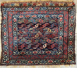 Antique small Kurdish square decorative hanging rug 22x24 featuring natural dyes and intricate patterns