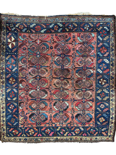 Antique One of Kind Persian Hamedan Enjelas Rug 3’11” x 4’4” by Rugistan - main product image for Resin Society