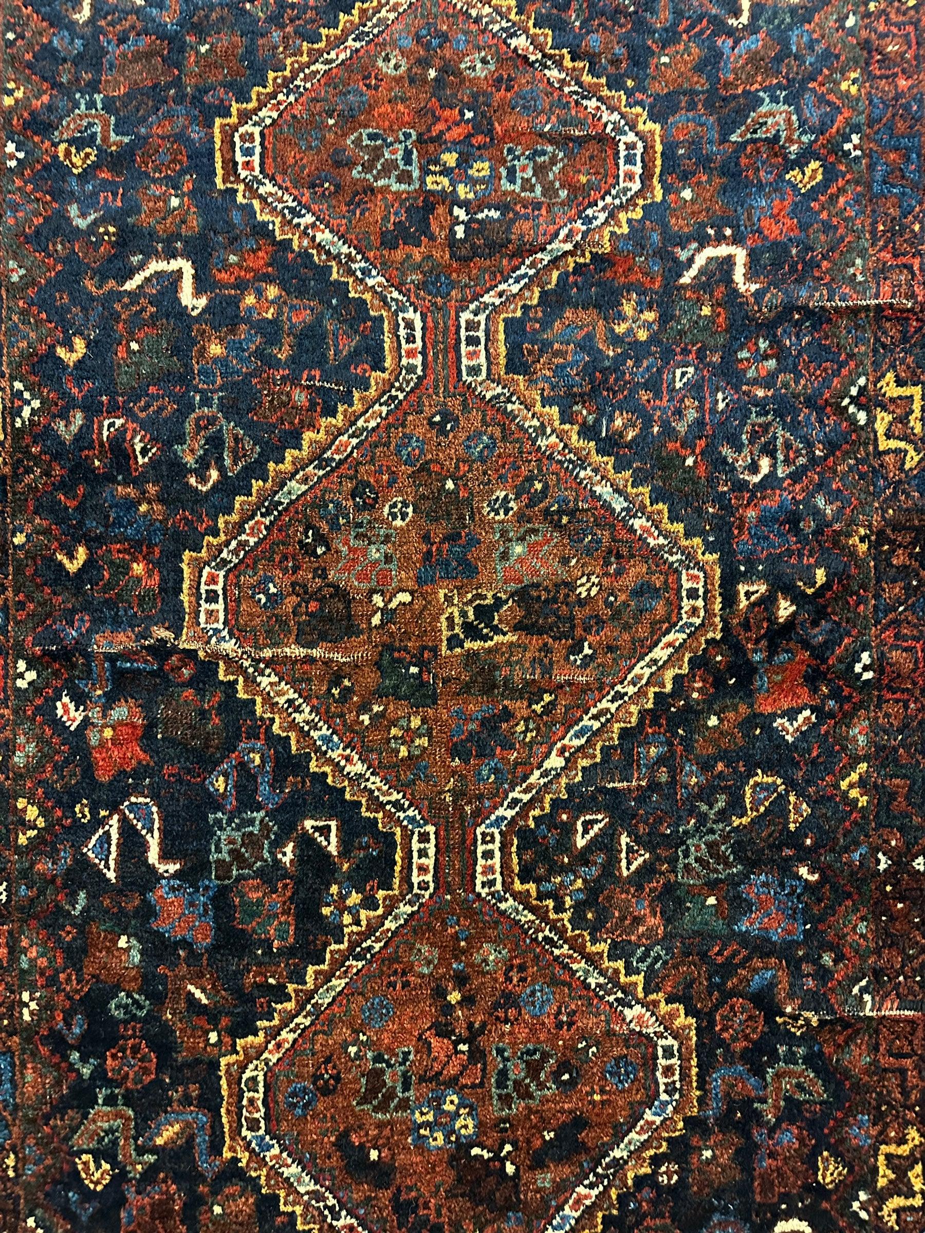 Antique Persian Khamseh Tribal Rug 4' x 5’10” by Rugistan - product image 10 for Resin Society