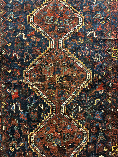Antique Persian Khamseh Tribal Rug 4' x 5’10” by Rugistan - product image 10 for Resin Society