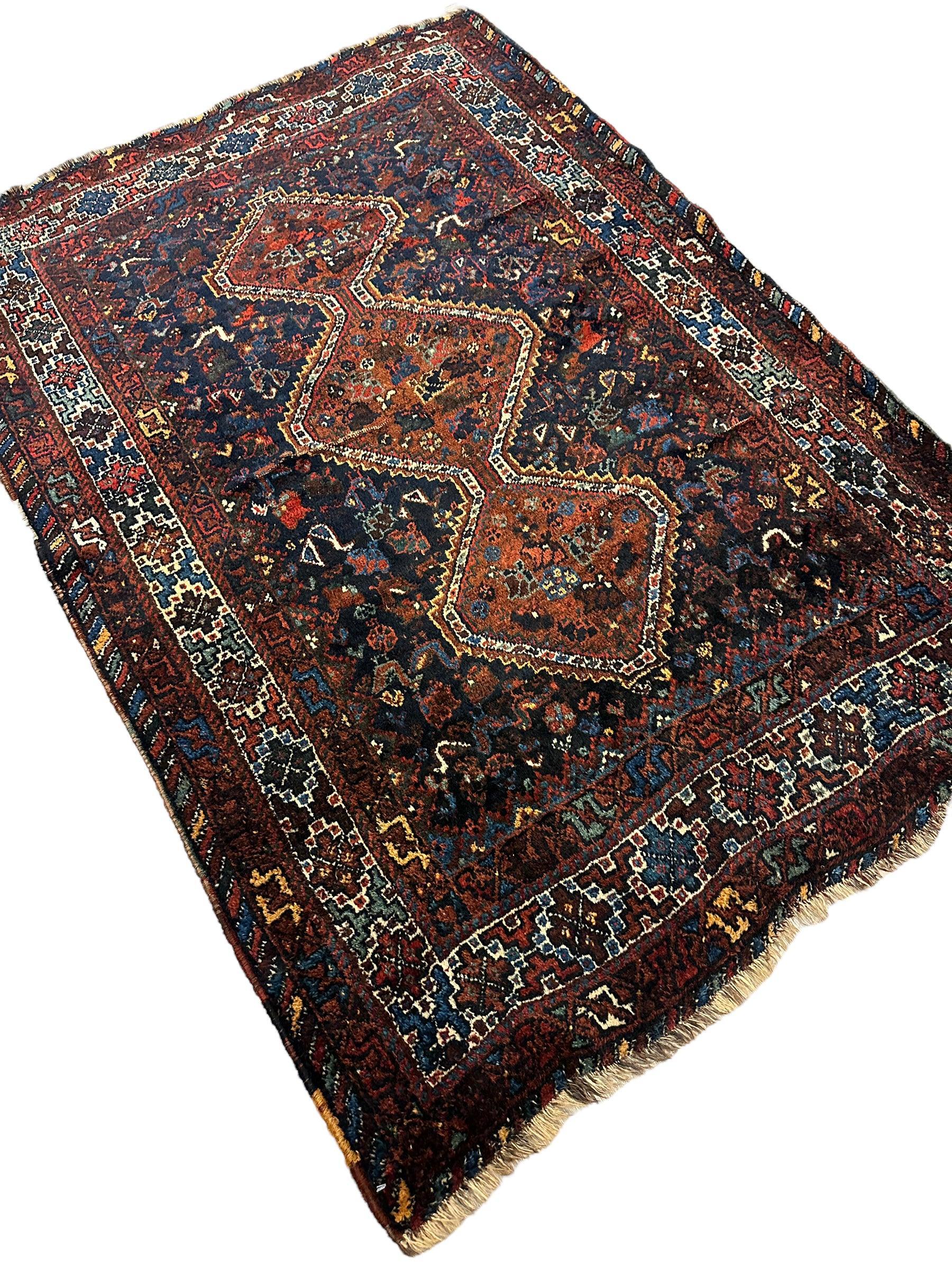 Antique Persian Khamseh Tribal Rug 4' x 5’10” by Rugistan - product image 13 for Resin Society