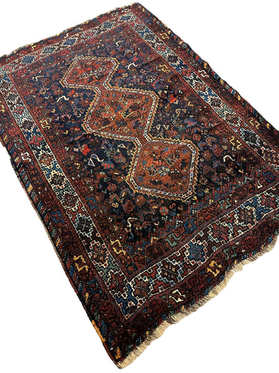 Antique Persian Khamseh Tribal Rug 4' x 5’10” by Rugistan - product image 13 for Resin Society