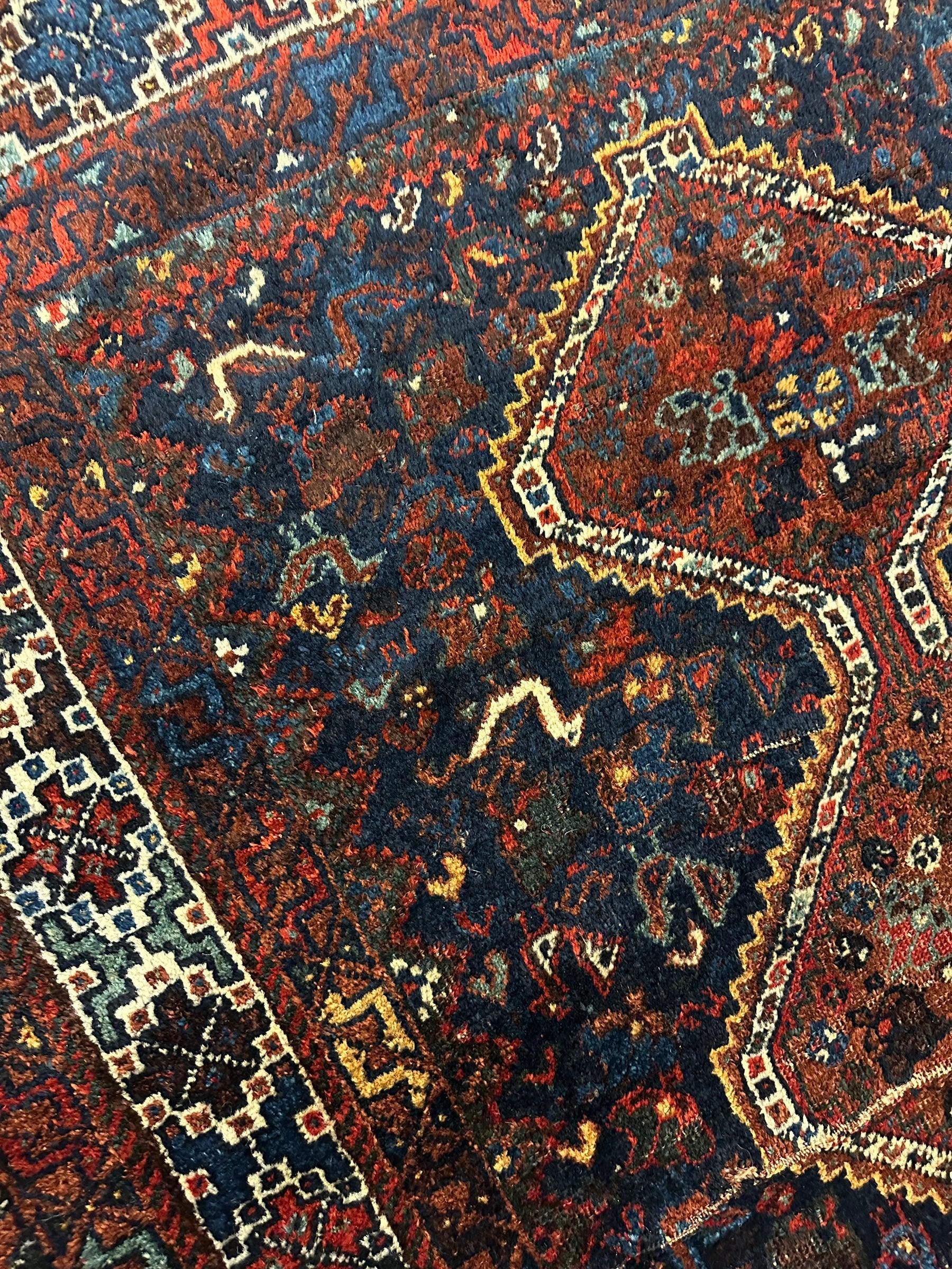 Antique Persian Khamseh Tribal Rug 4' x 5’10” by Rugistan - product image 2 for Resin Society