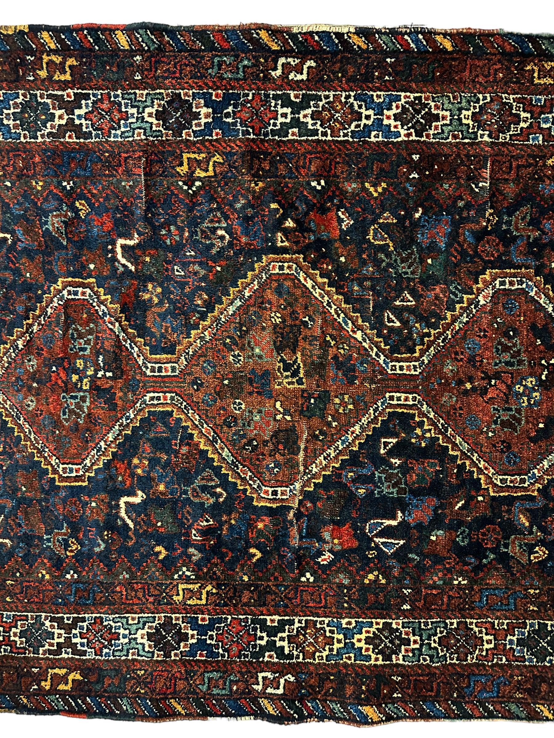 Antique Persian Khamseh Tribal Rug 4' x 5’10” by Rugistan - product image 4 for Resin Society