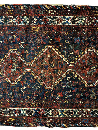 Antique Persian Khamseh Tribal Rug 4' x 5’10” by Rugistan - product image 4 for Resin Society