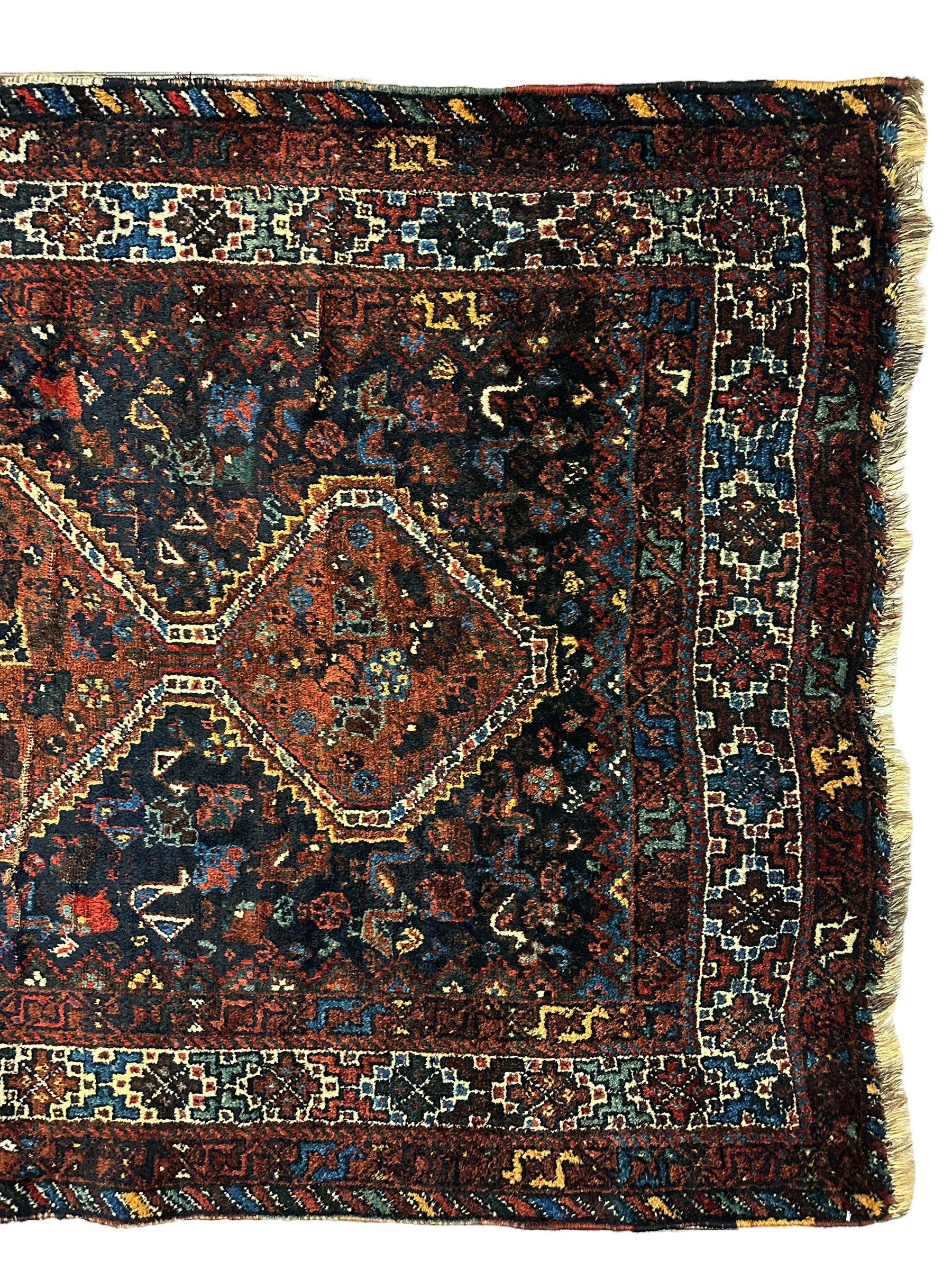 Antique Persian Khamseh Tribal Rug 4' x 5’10” by Rugistan - product image 5 for Resin Society