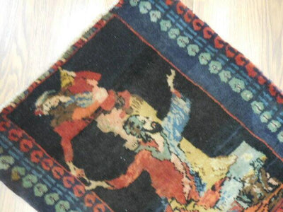 ANTIQUE UNIQUE PICTORIAL OMARKHAYYAM RUG 1.5x1.8 Ft