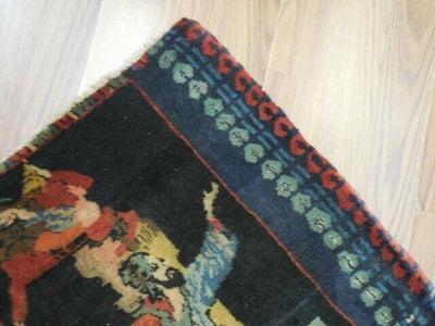 ANTIQUE UNIQUE PICTORIAL OMARKHAYYAM RUG 1.5x1.8 Ft