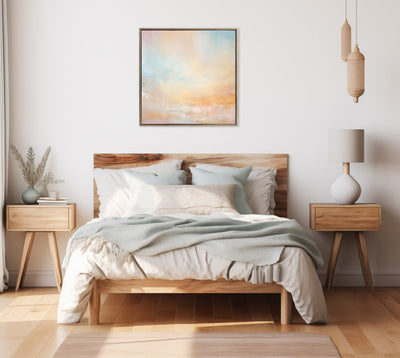 Sylvie Beaded Tonal Abstract Pastels Framed Canvas by The Creative Bunch Studio