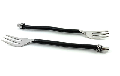 Cocktail Forks Set of 6 (Black Twisted Handle)