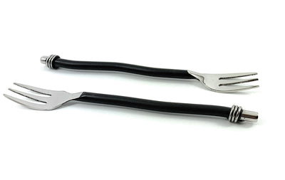 Cocktail Forks Set of 6 (Black Twisted Handle)