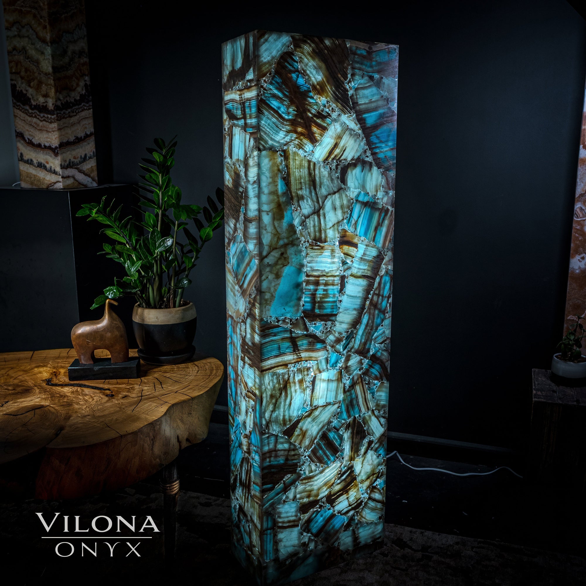 Argentina Blue Onyx Floor Lamp by Vilona Onyx - main product image for Resin Society