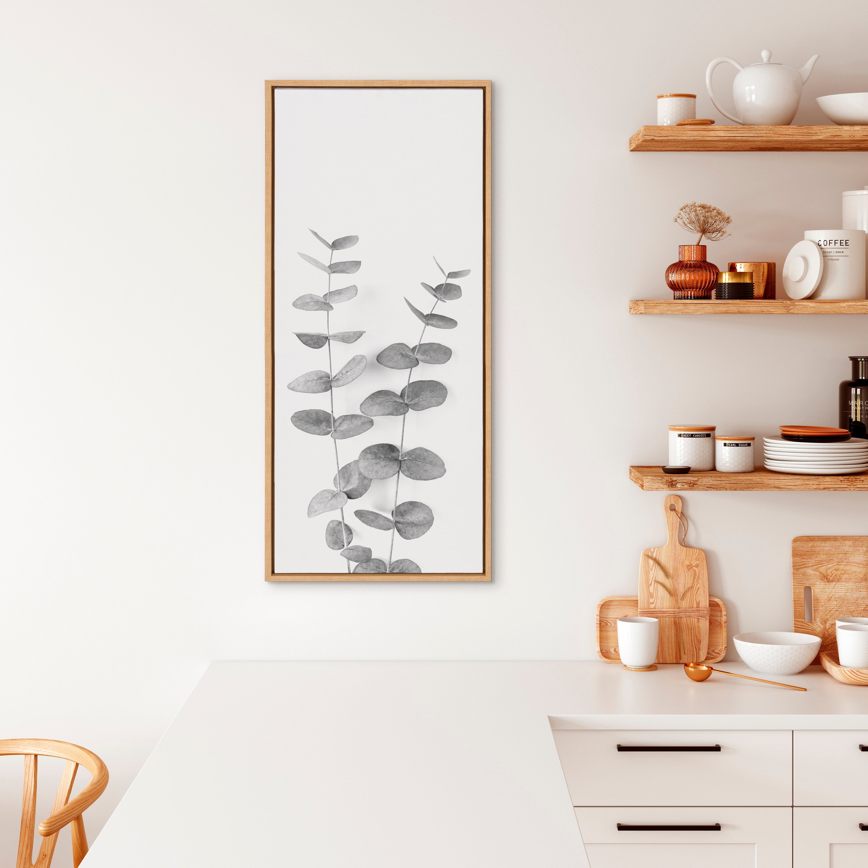 Sylvie Eucalyptus Botanical II Gray and Soft White Framed Canvas by The by kateandlaurel - product image 16 for Resin Society