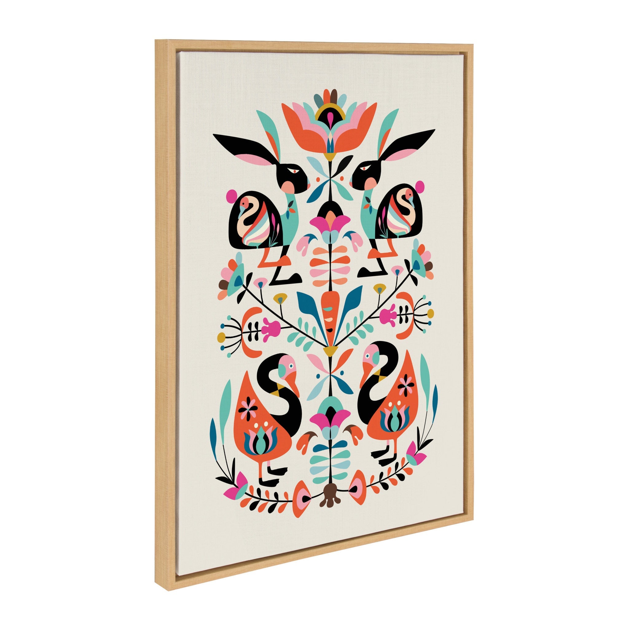 Sylvie Floral Bunny Framed Canvas by kateandlaurel - product image 2 for Resin Society