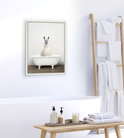 Sylvie Alpaca in the Tub Color Framed Canvas by kateandlaurel - product image 7 for Resin Society