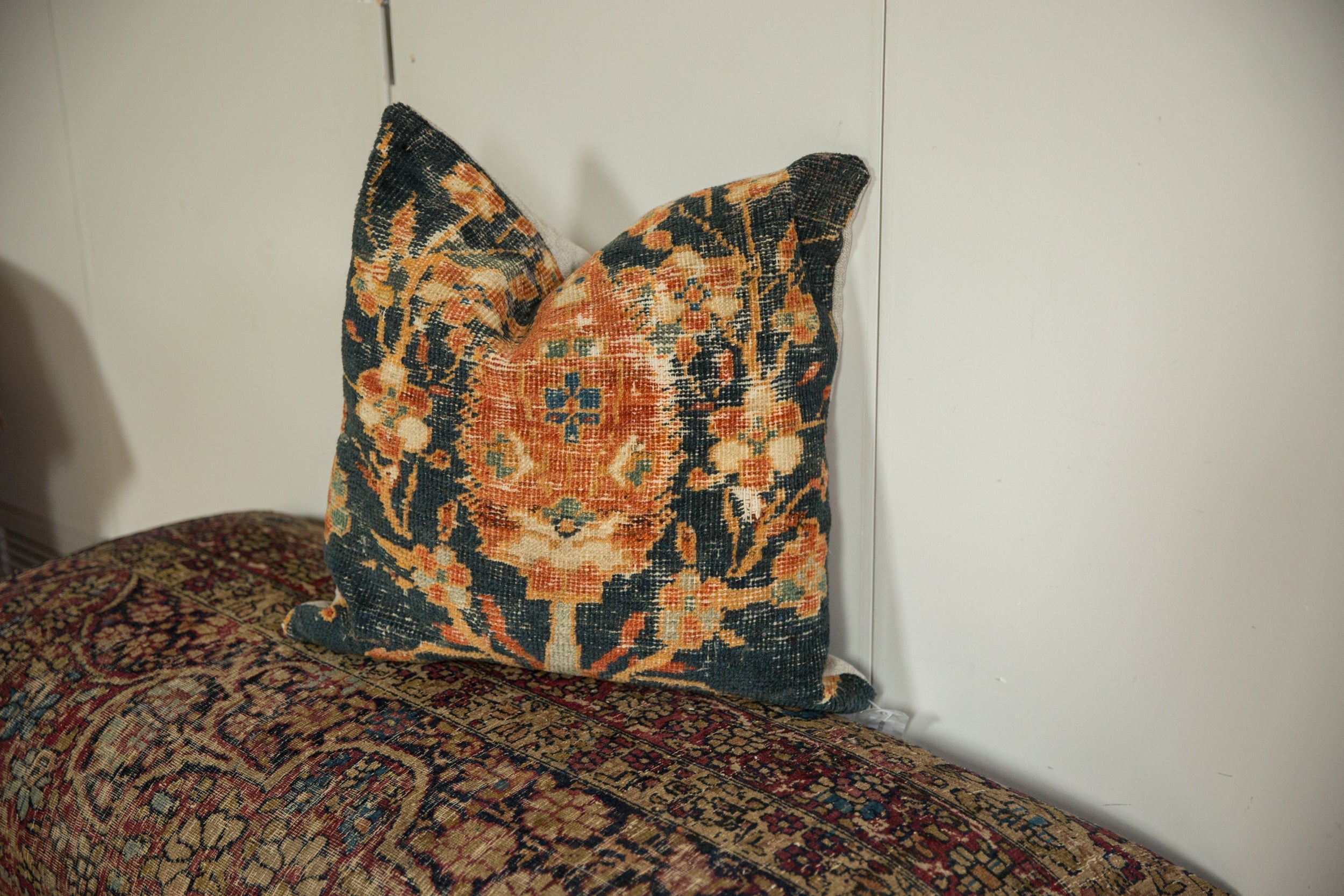 Antique Ziegler Mahal Rug Fragment Pillow