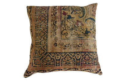 Antique Kerman Rug Fragment Pillow