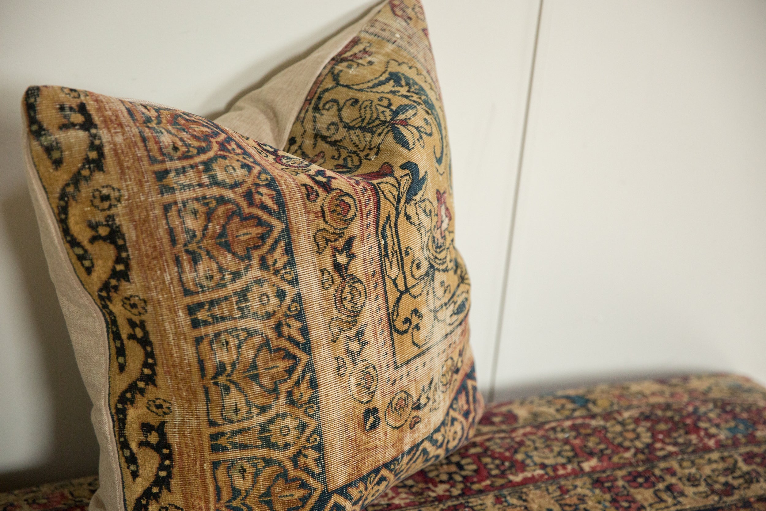 Antique Kerman Rug Fragment Pillow