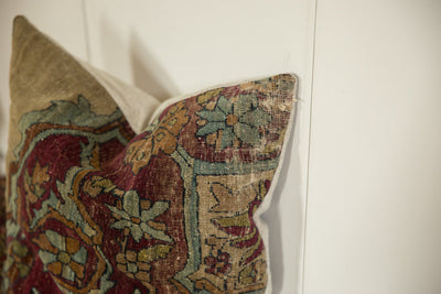 Antique Kerman Rug Fragment Pillow