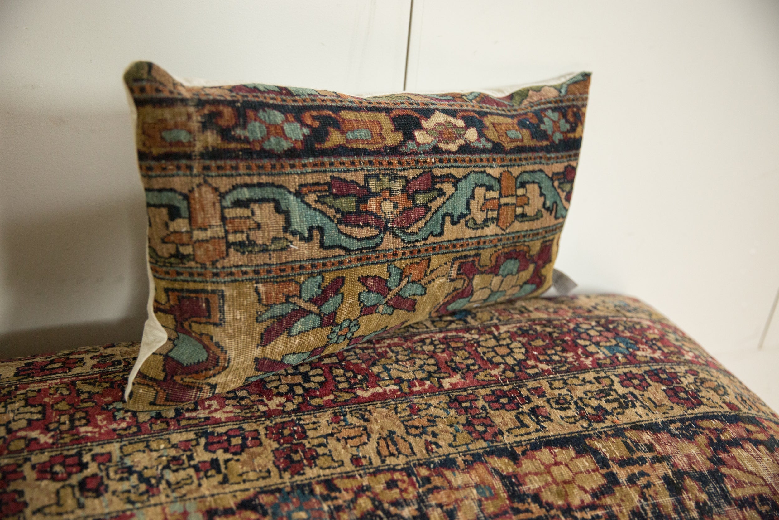 Antique Kerman Rug Fragment Pillow