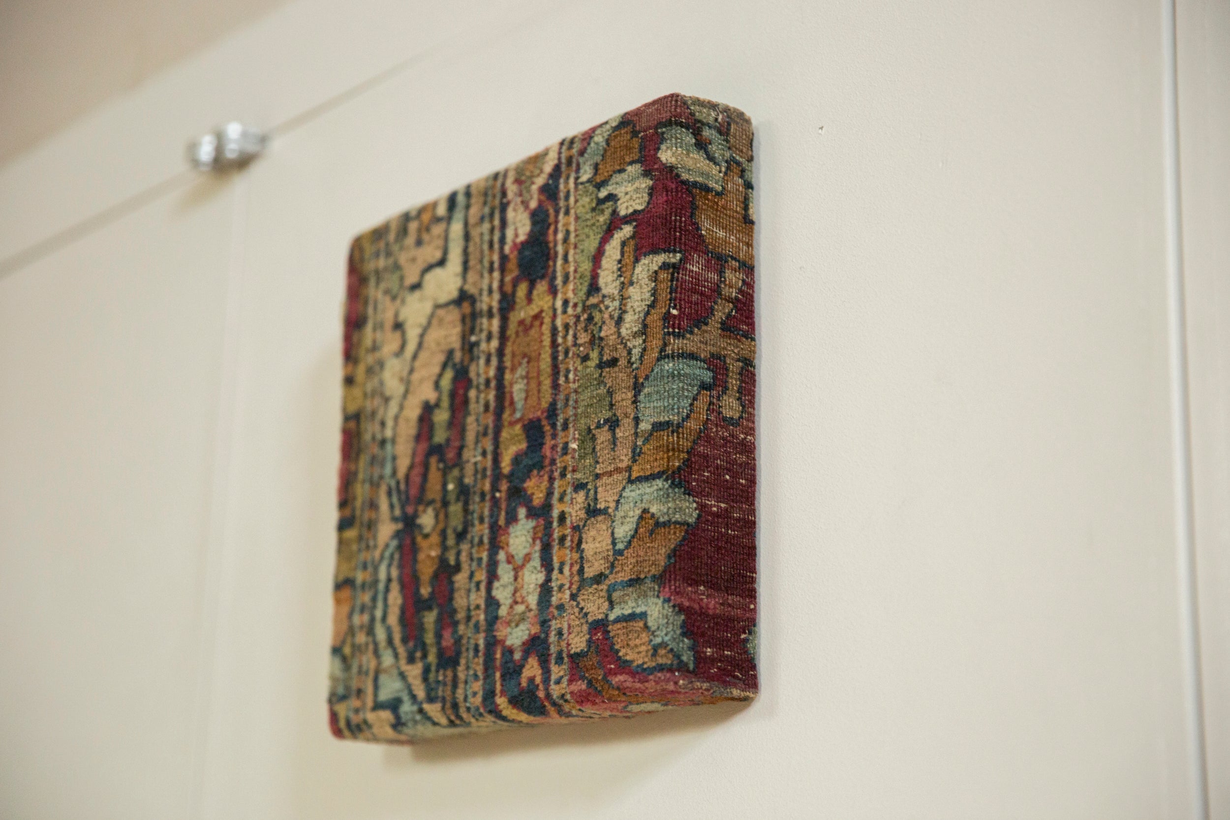 Decorative Cork Board Antique Kerman Rug Fragment Art