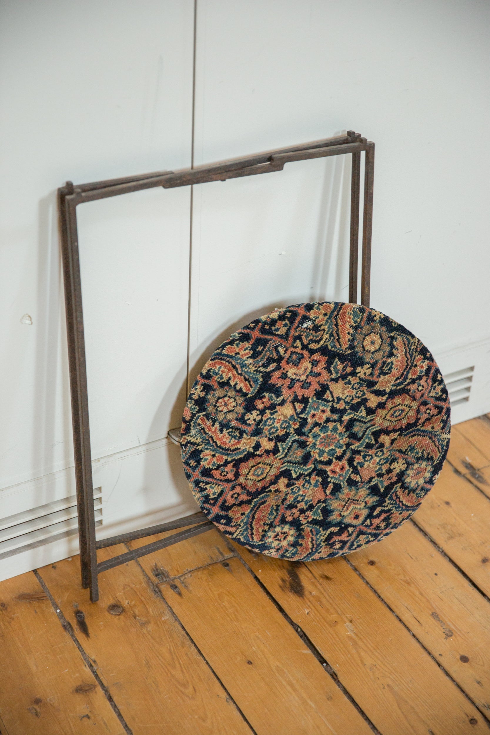 Reclaimed Antique Rug Fragment Side Table Stand 3 of 7