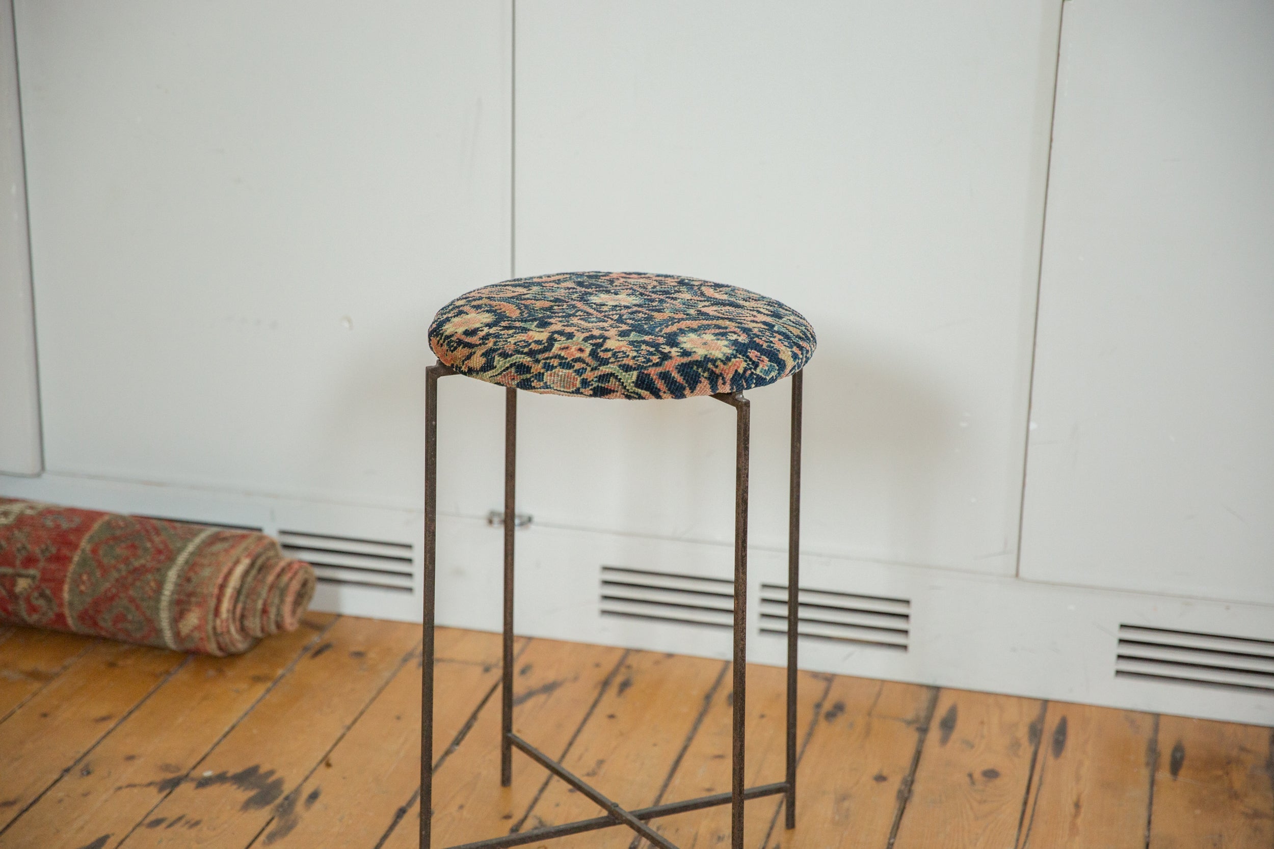 Reclaimed Antique Rug Fragment Side Table Stand 4 of 7