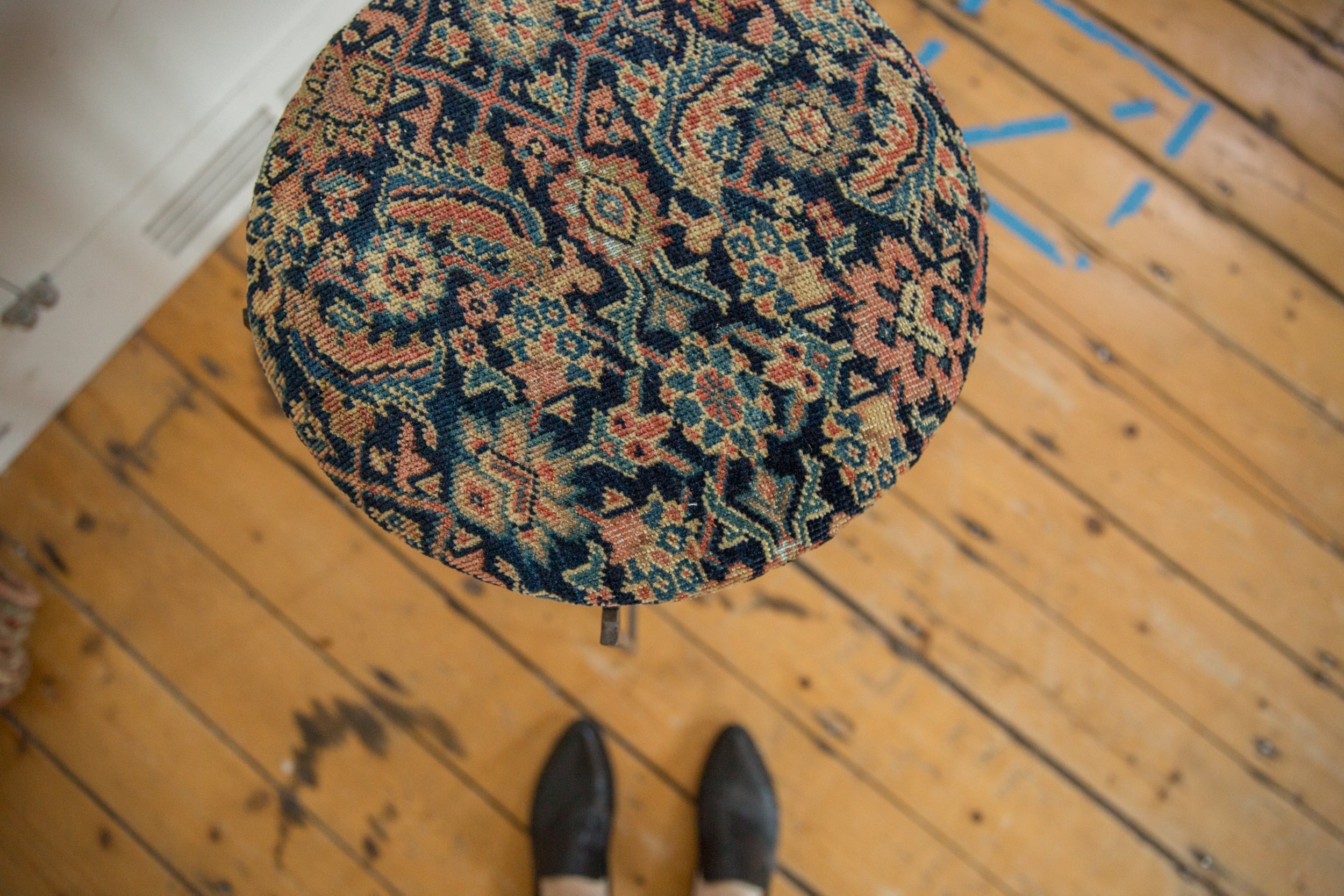 Reclaimed Antique Rug Fragment Side Table Stand 6 of 7