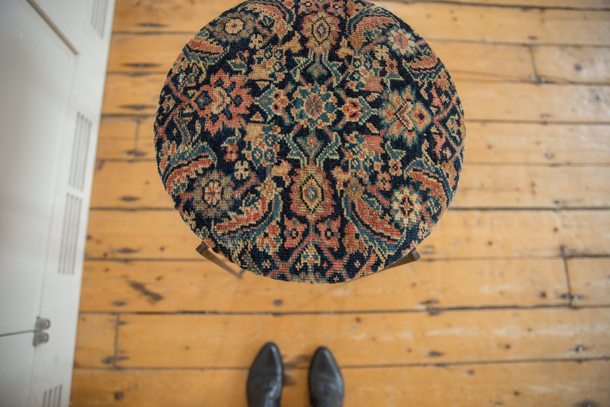 Reclaimed Antique Rug Fragment Side Table Stand 7 of 7