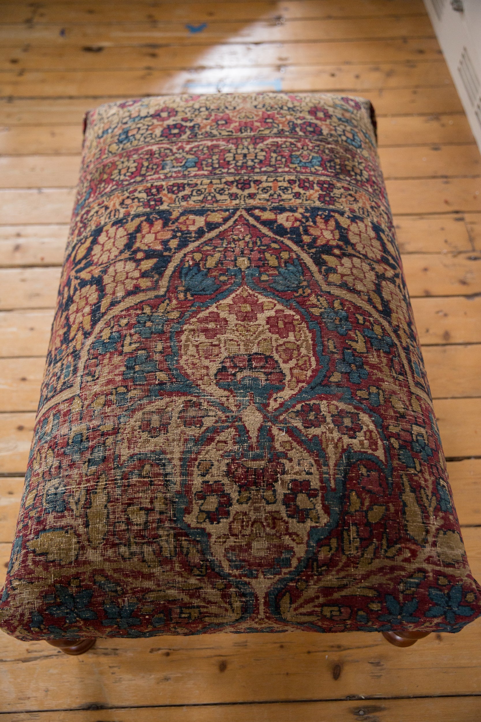 RESERVED Antique Persian Kerman Rug Ottoman Coffee Table