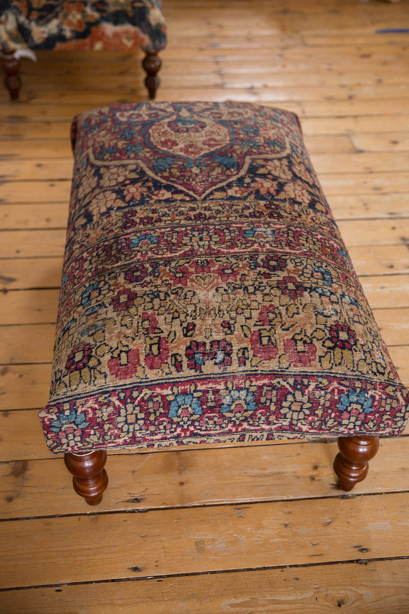 RESERVED Antique Persian Kerman Rug Ottoman Coffee Table