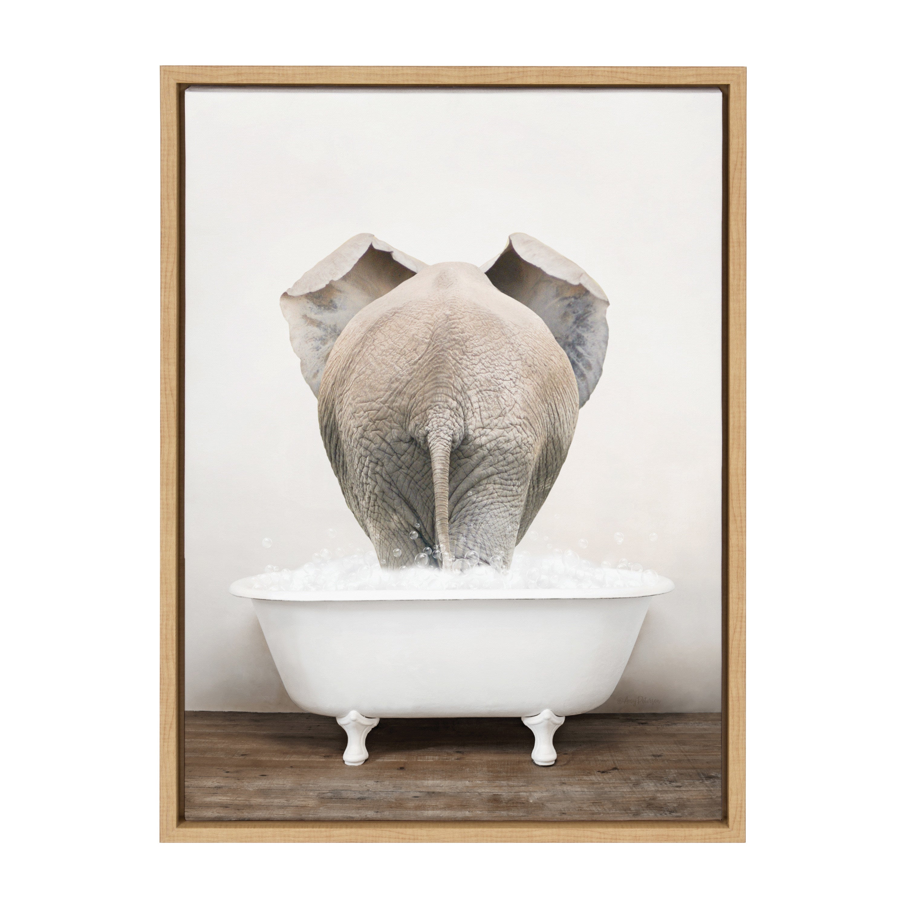 Sylvie Elephant Back in Rustic Bath Framed Canvas by kateandlaurel - product image 8 for Resin Society