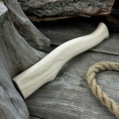 Ash wood axe handle with red oak wedges, 31 cm (12.2 inches), Sharky Forged Steel Tools