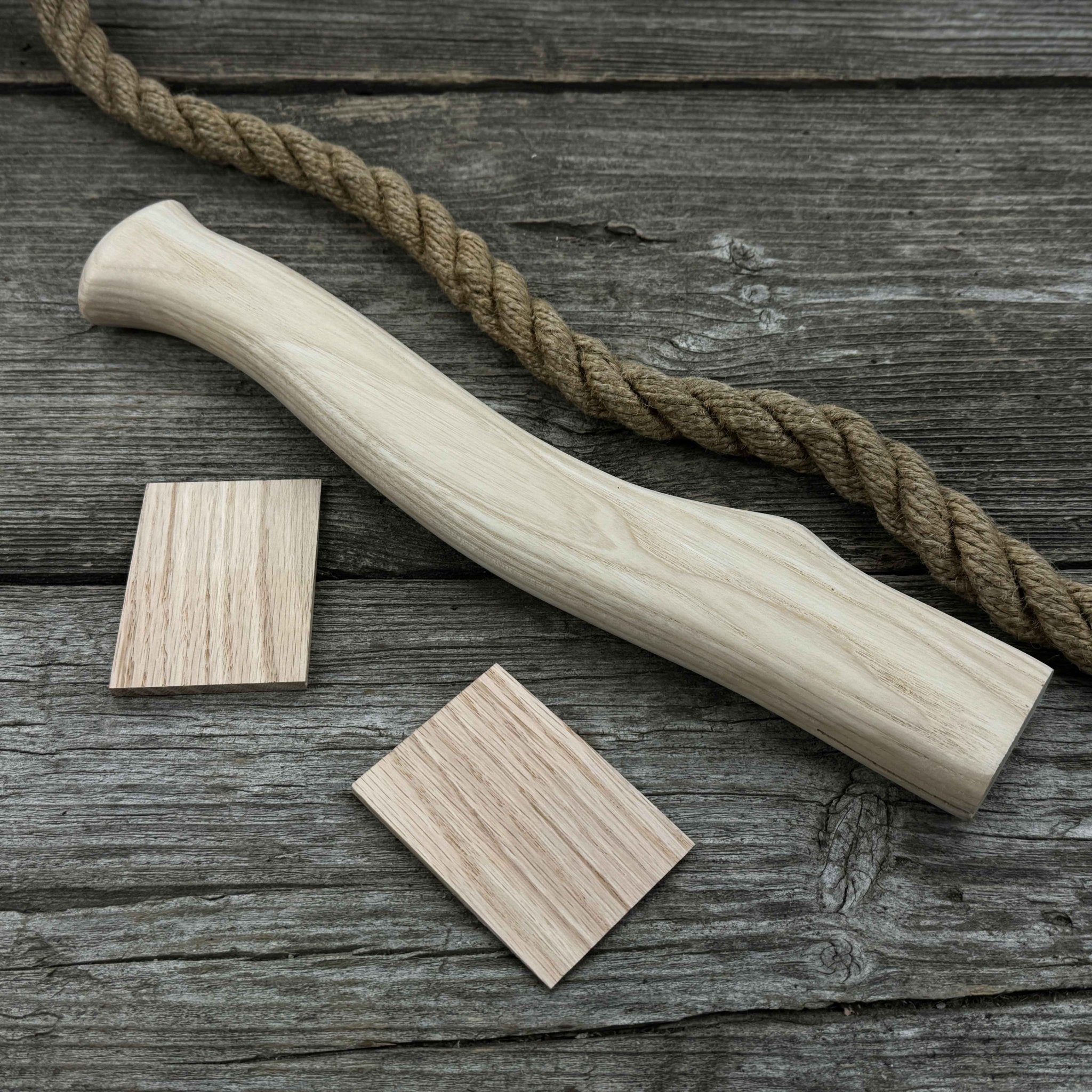 Ash wood axe handle with red oak wedges, 31 cm (12.2 inches), Sharky Forged Steel Tools