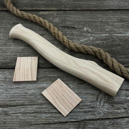 Ash wood axe handle with red oak wedges, 31 cm (12.2 inches), Sharky Forged Steel Tools
