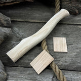 Ash wood axe handle with red oak wedges, 31 cm (12.2 inches), Sharky Forged Steel Tools