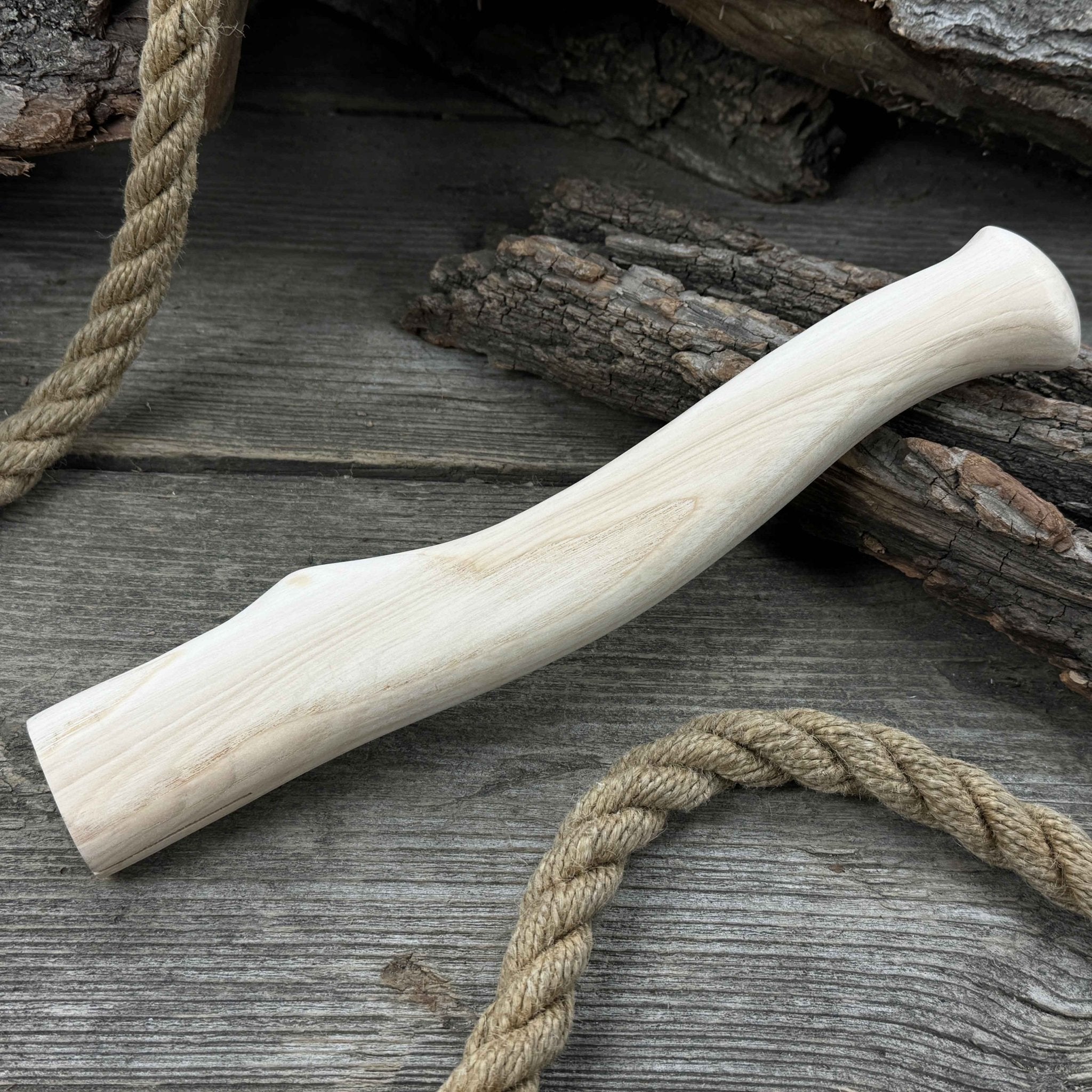 Ash wood axe handle with red oak wedges, 31 cm (12.2 inches), Sharky Forged Steel Tools
