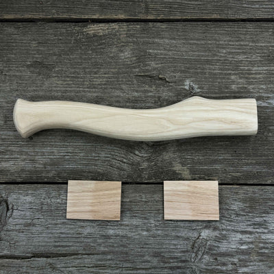 Ash wood axe handle with red oak wedges, 31 cm (12.2 inches), Sharky Forged Steel Tools