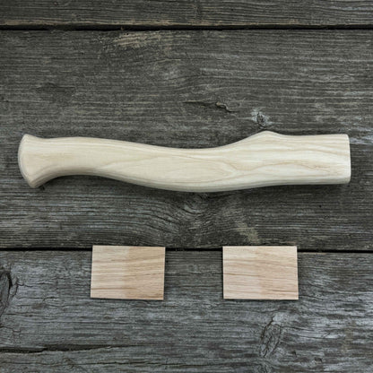 Ash wood axe handle with red oak wedges, 31 cm (12.2 inches), Sharky Forged Steel Tools