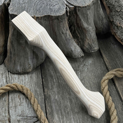 Ash wood axe handle with two red oak wedges, 33 cm length
