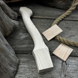 Ash wood axe handle with two red oak wedges, 33 cm length