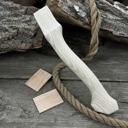Ash wood axe handle with two red oak wedges, 33 cm length