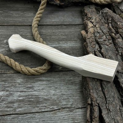 Ash wood axe handle with two red oak wedges, 33 cm length