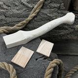 Ash wood axe handle with two red oak wedges, 33 cm length