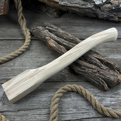 Ash wood axe handle with two red oak wedges, 41.5 cm long