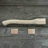 Ash wood axe handle with two red oak wedges, 41.5 cm long