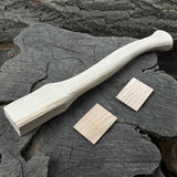 Ash wood axe handle with red oak wedges, 42 cm length