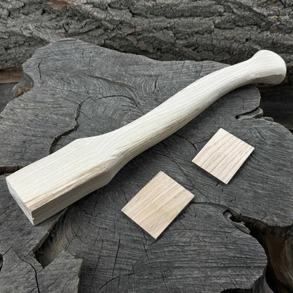 Ash wood axe handle with red oak wedges, 42 cm length