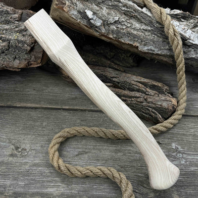Ash wood axe handle with red oak wedges, 42 cm length